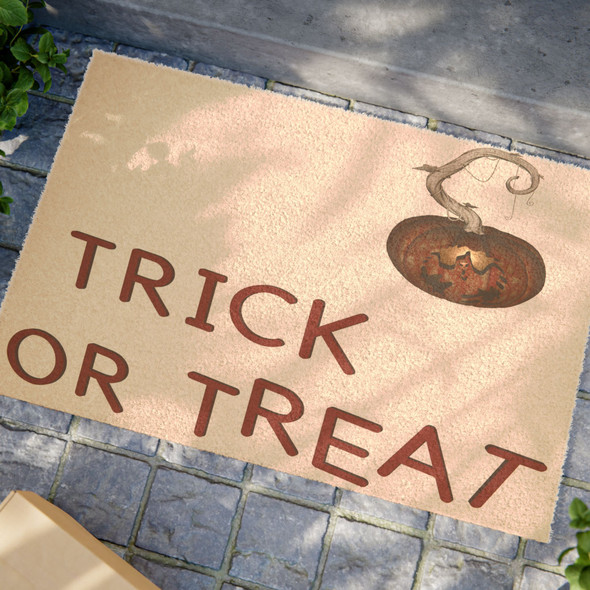 Halloween Anti-Slip Coir Doormat 24" x 16" - Trick or Treat: Classic Pumpkin
