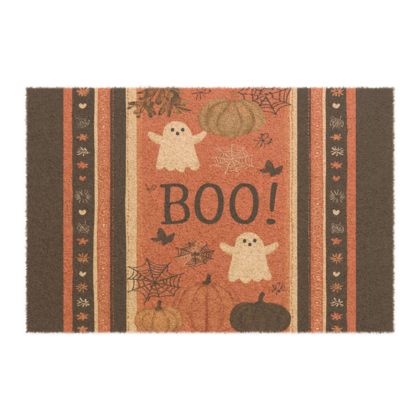 Halloween Anti-Slip Coir Doormat 24" x 16" - Spooky Spectral Celebration: Halloween Ghost Gathering