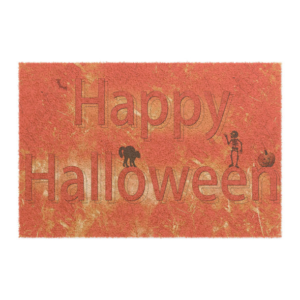 Halloween Anti-Slip Coir Doormat 24" x 16" - Inferno Halloween: Fiery Festive Spooky Seasonal Design