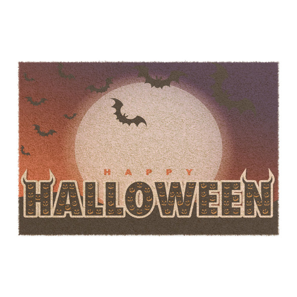 Halloween Anti-Slip Coir Doormat 24" x 16" - Moonlit Halloween Nocturne: Spooky Night Sky Silhouettes