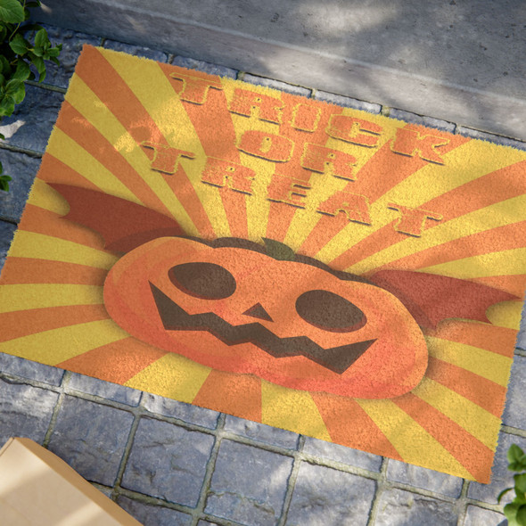 Halloween Anti-Slip Coir Doormat 24" x 16" - Halloween Pumpkin Radiance: Trick or Treat