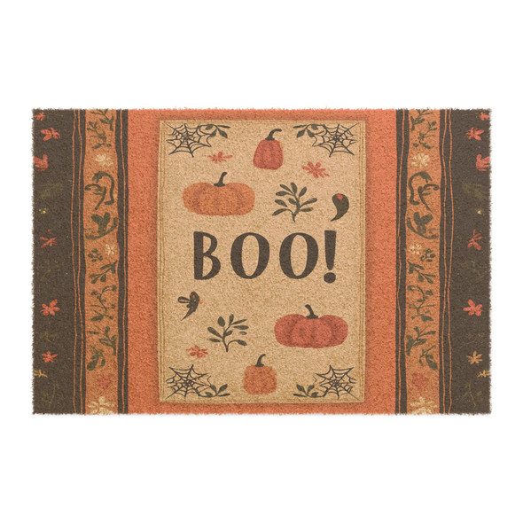 Halloween Anti-Slip Coir Doormat 24" x 16" - Harvest Whispers Boo: Autumn Pumpkin Elegance