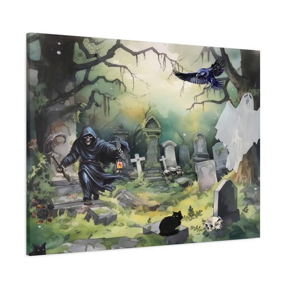 Whispers of the Necropolis: Large Stretched Canvas Wall Art 40" x 30" - Gothic Cemetery Landscape, Haunting Supernatural Artwork Whispers of the Necropolis: Large Stretched Canvas Wall Art 40" x 30" - Gothic Cemetery Landscape, Haunting Supernatural Artwork