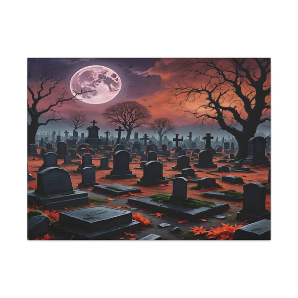 Twilight's Requiem: Large Stretched Canvas Wall Art 40" x 30" - Eternal Slumber in Gothic Shadows, Memento Mori Landscape Twilight's Requiem: Large Stretched Canvas Wall Art 40" x 30" - Eternal Slumber in Gothic Shadows, Memento Mori Landscape