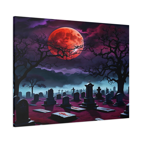 Eternal Vigil: Large Stretched Canvas Wall Art 40" x 30" - Moonlit Cemetery Nocturne, Gothic Horror Landscape Eternal Vigil: Large Stretched Canvas Wall Art 40" x 30" - Moonlit Cemetery Nocturne, Gothic Horror Landscape