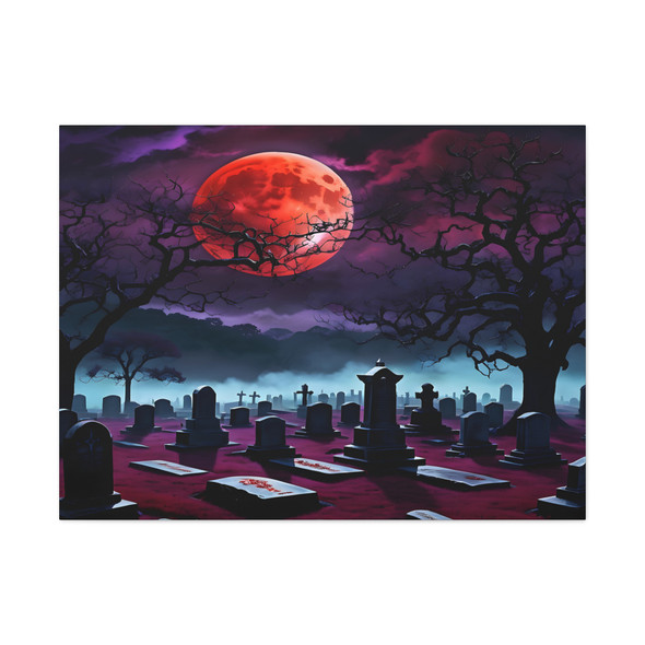 Eternal Vigil: Large Stretched Canvas Wall Art 40" x 30" - Moonlit Cemetery Nocturne, Gothic Horror Landscape Eternal Vigil: Large Stretched Canvas Wall Art 40" x 30" - Moonlit Cemetery Nocturne, Gothic Horror Landscape