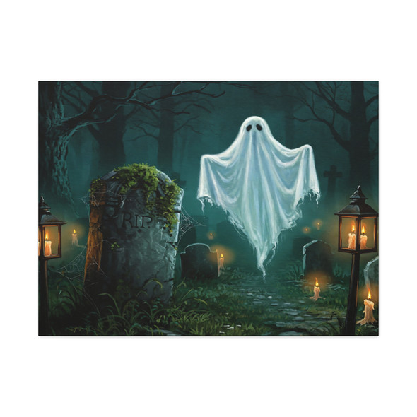 Spectral Shadows: Large Stretched Canvas Wall Art 40" x 30" - Moonlit Cemetery Haunting, Vintage Gothic Illustration Spectral Shadows: Large Stretched Canvas Wall Art 40" x 30" - Moonlit Cemetery Haunting, Vintage Gothic Illustration