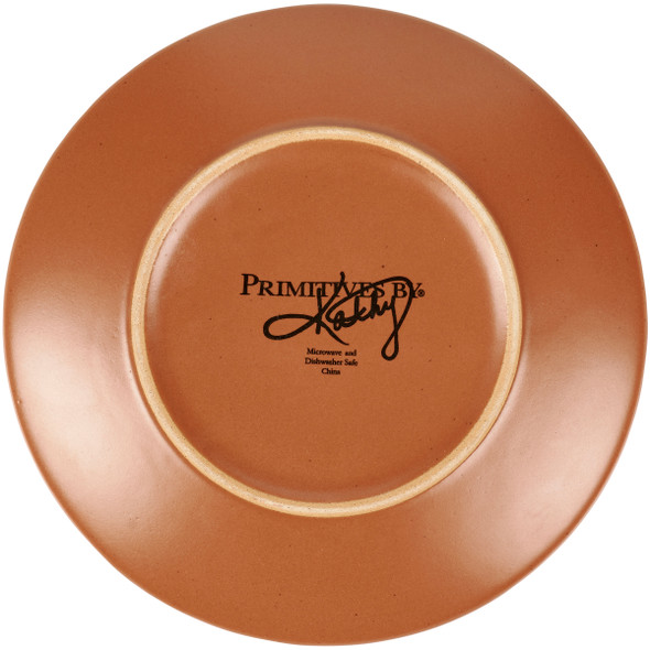 Stoneware Dessert Plate | Decorative Fall Leaves | Autumn Brown Color | 5.75 In | from Primitives by Kathy