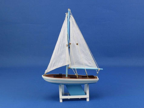 Handcrafted Wooden It Floats 12" - Light Blue Floating Sailboat Model from Hampton Creations
