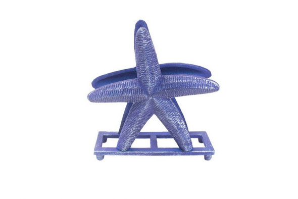 Handcrafted Rustic Dark Blue Cast Iron Starfish Napkin Holder 6" from Hampton Creations