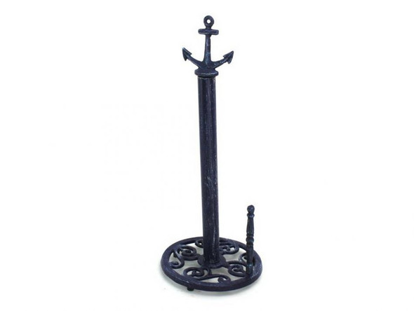 Handcrafted Rustic Dark Blue Cast Iron Anchor Paper Towel Holder 16" from Hampton Creations Handcrafted Rustic Dark Blue Cast Iron Anchor Paper Towel Holder 16" from Hampton Creations