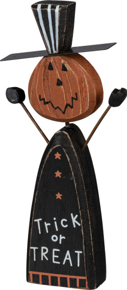 Pumpkin Hea Trick Or Treat Wooden Figurinr 6 Inch from Primitives by Kathy