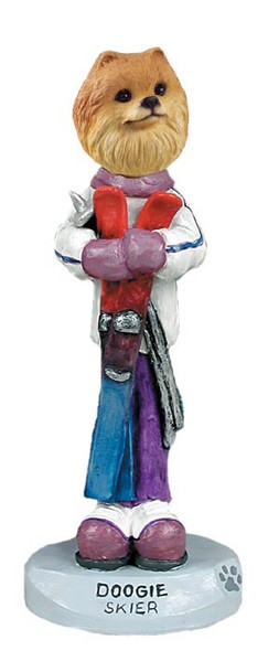 Red Pomeranian Skier Doogie Collectible Dog Figurine