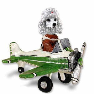 White Poodle Airplane Doogie Collectible Dog Figurine