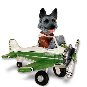 Black & Silver German Shepherd Airplane Doogie Collectible Dog Figurine