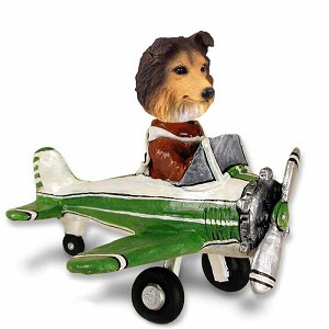Sable Sheltie Airplane Doogie Collectible Dog Figurine