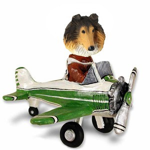 Sable Collie Airplane Doogie Collectible Dog Figurine
