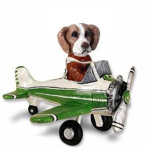 Brown & White Brittany Airplane Doogie Collectible Dog Figurine