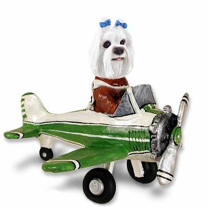 Maltese Airplane Doogie Collectible Dog Figurine