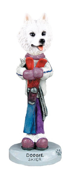 American Eskimo Skier Doogie Collectible Dog Figurine