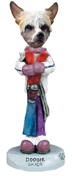 Chinese Crested Skier Doogie Collectible Dog Figurine