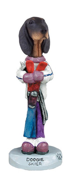 Black & Tan Coonhound Skier Doogie Collectible Dog Figurine