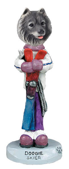 Keeshond Skier Doogie Collectible Dog Figurine