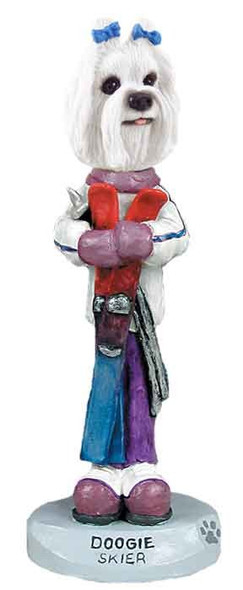 Maltese Skier Doogie Collectible Dog Figurine