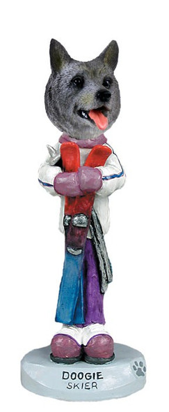 Norwegian Elkhound Skier Doogie Collectible Dog Figurine