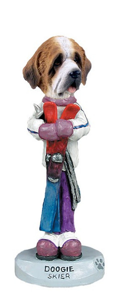 Rough Coat Saint Bernard Skier Doogie Collectible Dog Figurine