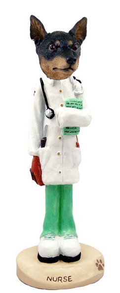 Tan & Black Miniature Pinscher Nurse Doogie Collectible Dog Figurine