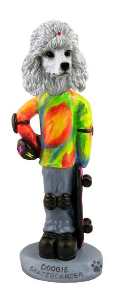 White Poodle Skateboarder Doogie Collectible Dog Figurine