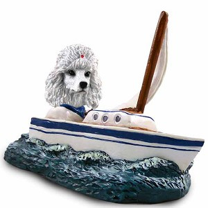 White Poodle Sailboat Doogie Collectible Dog Figurine