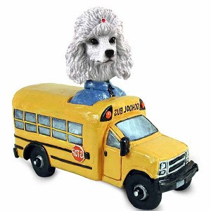 White Poodle School Bus Doogie Collectible Dog Figurine