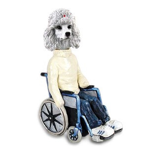 White Poodle Wheelchair Doogie Collectible Dog Figurine