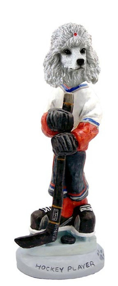 White Poodle Hockey Player Doogie Collectible Dog Figurine