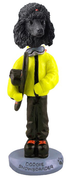 Black Poodle Snowboarder Doogie Collectible Dog Figurine