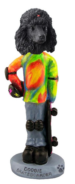 Black Poodle Skateboarder Doogie Collectible Dog Figurine
