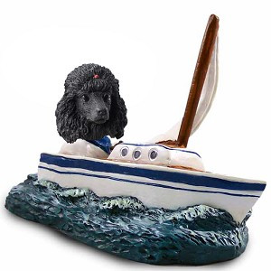 Black Poodle Sailboat Doogie Collectible Dog Figurine