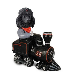 Black Poodle Train Doogie Collectible Dog Figurine