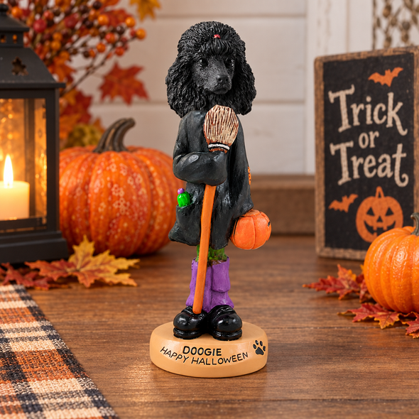 Black Poodle Happy Halloween Doogie Collectible Dog Figurine