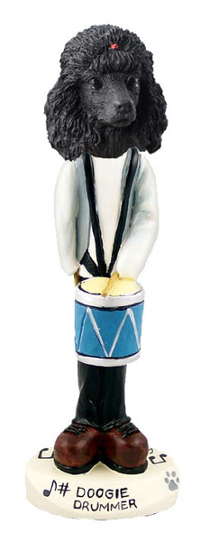 Black Poodle Drummer Doogie Collectible Dog Figurine