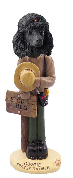 Black Poodle Forest Ranger Doogie Collectible Dog Figurine