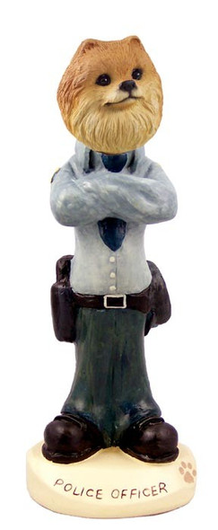 Red Pomeranian Police Doogie Collectible Dog Figurine