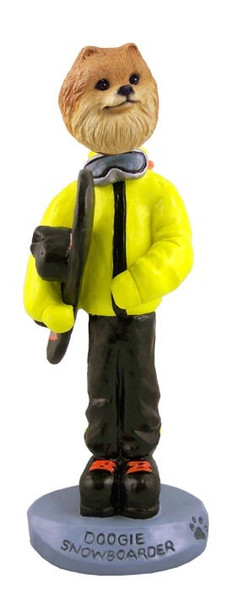 Red Pomeranian Snowboarder Doogie Collectible Dog Figurine