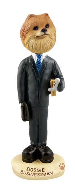 Red Pomeranian Businessman Doogie Collectible Dog Figurine