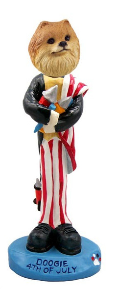 Red Pomeranian 4th Of July Doogie Collectible Dog Figurine