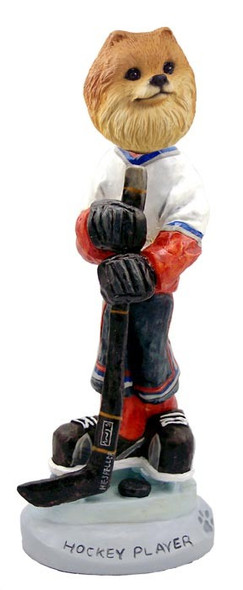 Red Pomeranian Hockey Player Doogie Collectible Dog Figurine