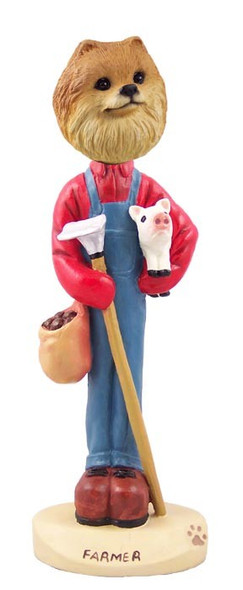 Red Pomeranian Farmer Doogie Collectible Dog Figurine