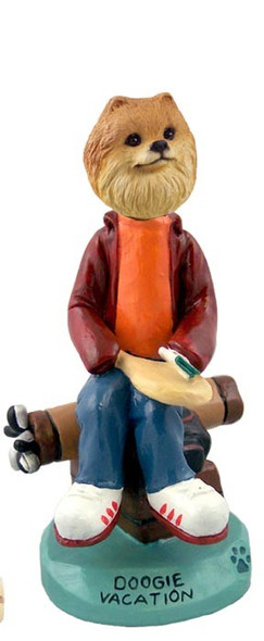 Red Pomeranian Vacation Doogie Collectible Dog Figurine